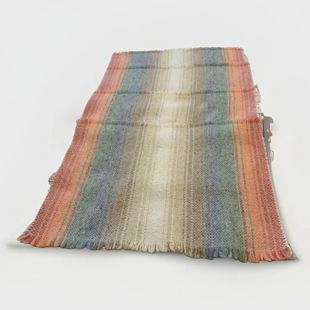 Vintage Handwoven Placemats SET Of 4 Multicolor Fringed Boho 3053/20
